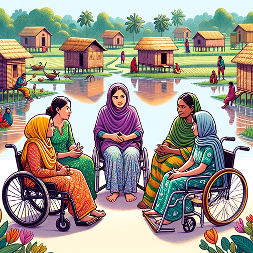 Women with disabilities having a meeting